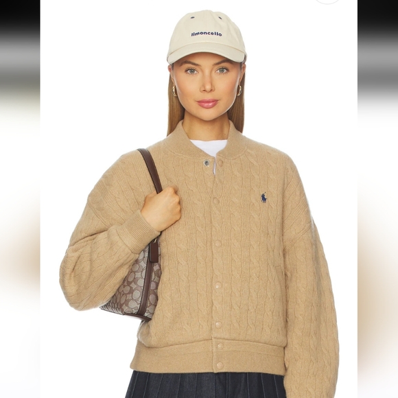 NWT Polo Ralph Lauren Cashmere Wool Cable Knit Sweater Bomber Jacket  XS - Picture 4 of 16